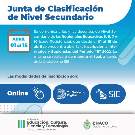 Junta de Clasificaci n de Nivel Secundario informa fecha de