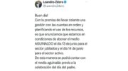 Leandro Zdero anunció el pago del medio aguinaldo