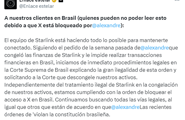 Al final, Starlink de Musk respetará decisión de Brasil y bloqueará X 1