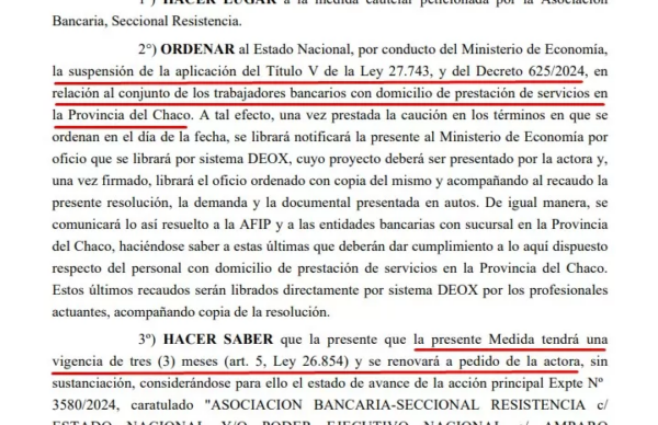 La Justicia Federal de Resistencia suspendió el pago de ganancias para los empleados bancarios