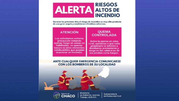 Alerta por el alto riesgo de incendios